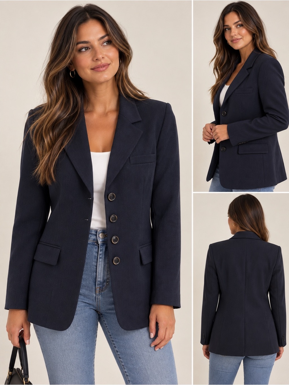 Gianfranco Ferre Navy Single-Breasted Blazer